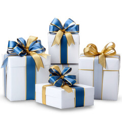 gift boxs with golden ribbons  isolated on Transparent background