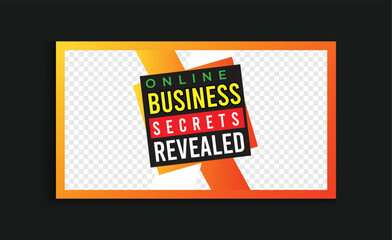 Online Business Success Secrets eye-catching thumbnail design template with strong understanding and creative style