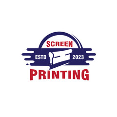 vintage silk screen printing squeegee logo design vector template illustration