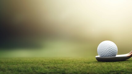 Close up golf ball on green grass field - Powered by Adobe
