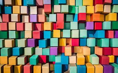 colorful background, Colorful background of wooden blocks. A Spectrum of multi colored wooden blocks aligned. Background or cover for something creative or diverse, wallpaper ai generated  - Powered by Adobe