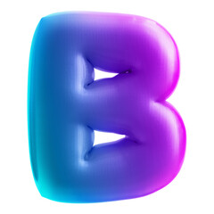 Bubble letter B font gradient - Alphabet 3d render
