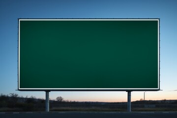 A bold green billboard set against a deep navy background, ready for unique messages and designs.