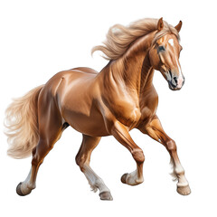 Elegant horse in running on transparent background