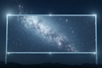 A celestial silver billboard against a cosmic indigo background, providing a stellar space for customization.