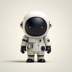 cartoon style astronaut. white, small, cute, no face just a black cover. generative AI