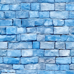 Obraz premium Blue Brick Wall Texture Digital Paper, Seamless Patterns, Digital Texture Background. Generative Ai
