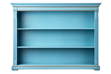 Luxury Light Blue Empty bookcase Shiny on white background On Transparent Background
