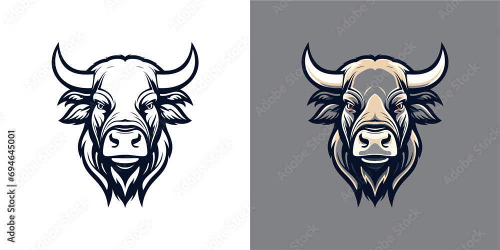 Wall mural buffalo mascot logo, illustration, vector - Wall murals