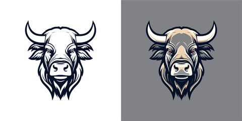 buffalo mascot logo, illustration, vector - obrazy, fototapety, plakaty