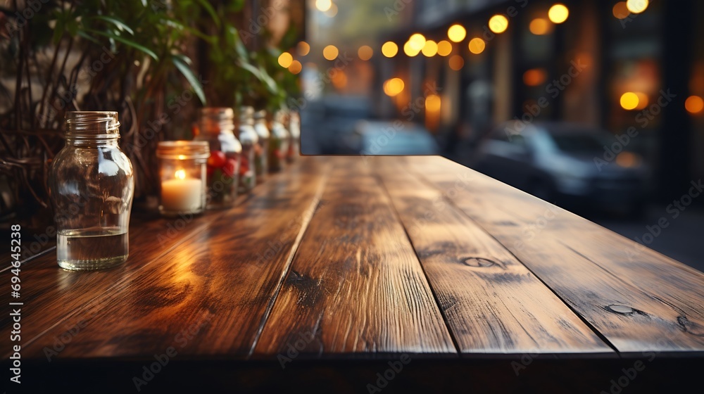 Poster generative ai : empty table to showcase your product, against the background