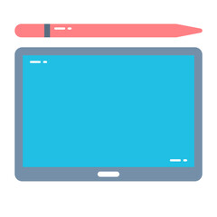 Flat Illustration of Tablet and Pen Tab Vector Design