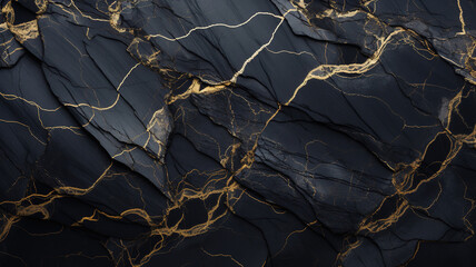 Black Marble Texture with Gold Veins. Luxury background - obrazy, fototapety, plakaty