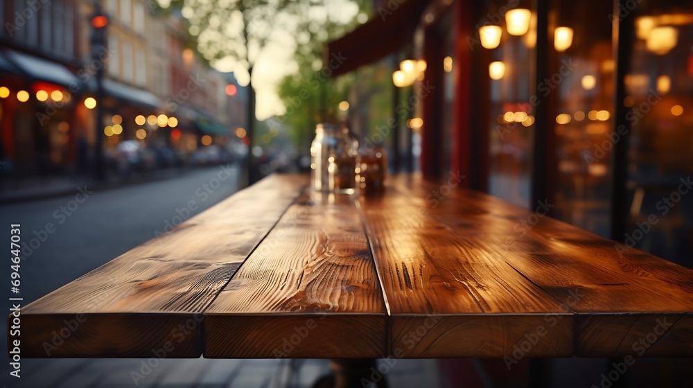 Poster generative ai : empty table to showcase your product, against the background