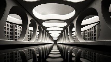 Architectural details presented in black and white, Emphasizing the lines. Generative AI.