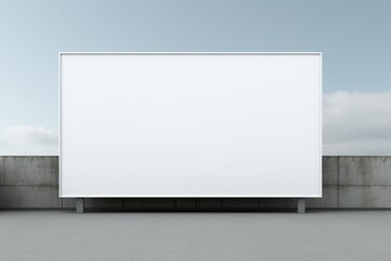A minimalist white billboard on a soft gray background, providing a versatile space for tailored labels.