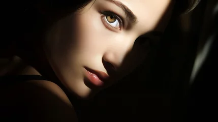 Foto op Canvas Generative AI : Beauty portrait of young women on light and shadow © The Little Hut