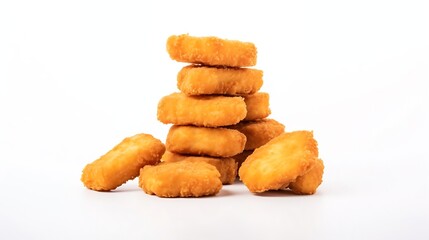 Generative AI : Chicken nuggets on isolated white background