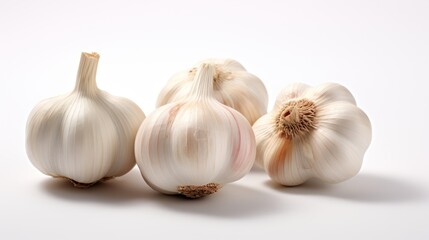 A Set of Garlic with white isolated transparent background.