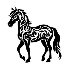 Obraz na płótnie Canvas Pet horse in linocut textured style. Isolated on white background vector illustration
