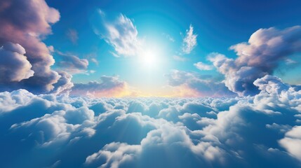 Fantasy day sky on cloud in heaven dynamic light. Generative AI.