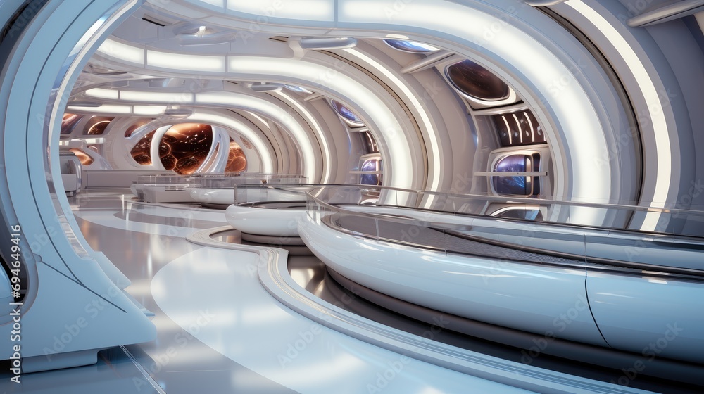 Aufkleber a high-tech curved cargo conveyor belt in platinum color and a hydraulic machine in platinum color i