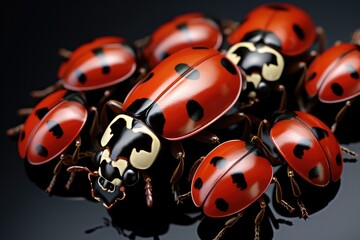 A red ladybug, Top view. Generative AI.