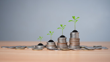 Concept of investment growth, Showing financial developments and business growth with a growing...