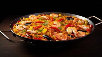 Fototapeta premium Generative AI : Paella on isolated white background