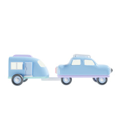 car and carnavan 3d illustration