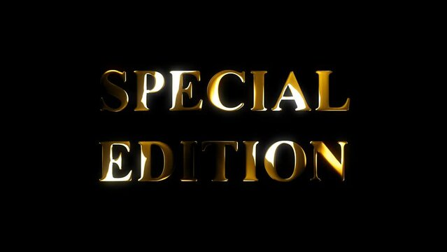 4k Special edition text gold effect animation with black screen