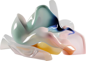 abstract fluid shapes made of glass