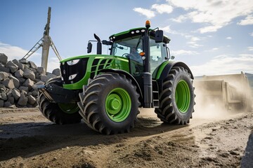 A large huge tractor tyre.