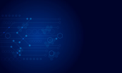 Obraz premium technology modern future background illustration Dark blue background with white dotted lines and lines. hexagon, circle and point glow