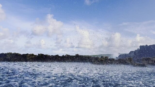 Low angle shot of blow hole in Tinian, Northern Mariana Islands