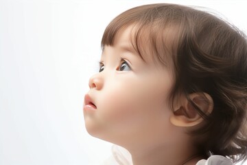 Obraz na płótnie Canvas 日本人の赤ちゃんの横顔（アジア人・白背景・背景なし）