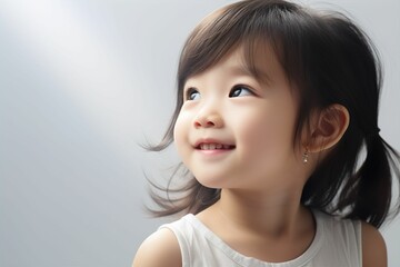 日本人の赤ちゃんの横顔（アジア人・白背景・背景なし）