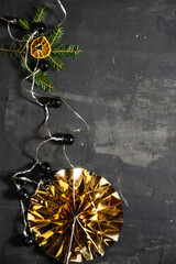 Christmas decoration on the black backgound