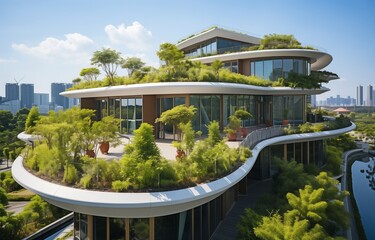 A view of the green roofs on contemporary structures.