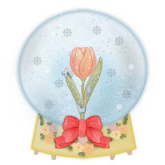 Snow globe isolated on transparent background drawing cartoon.   