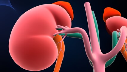 human urine kidney stone anatomy. 3d illustration