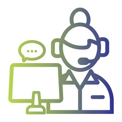 Support service with headphones on line gradient style
