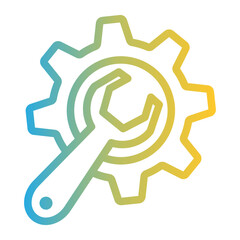 wrench with gear icon, Service tool symbol, setting sign