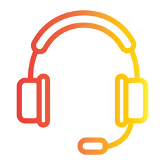 headphones icon on line gradient style