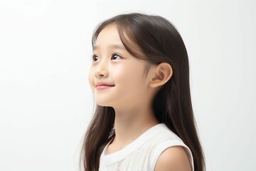Fototapeta premium 日本人の子供・小学生の横顔（アジア人・白背景・背景なし）
