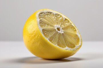 Bright Yellow Lemon Isolated on White - Citrus Fruit Concept