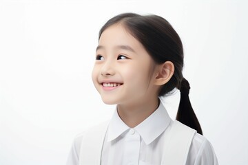 日本人の子供・小学生の横顔（アジア人・白背景・背景なし）