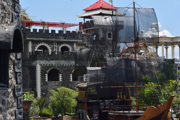 photo of a castle replica at a tourist attraction