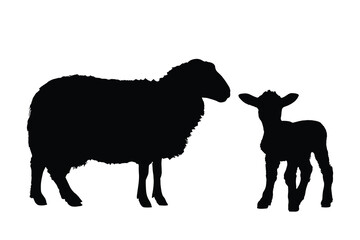 Sheep Silhouette. Sheep Vector Illustration.
