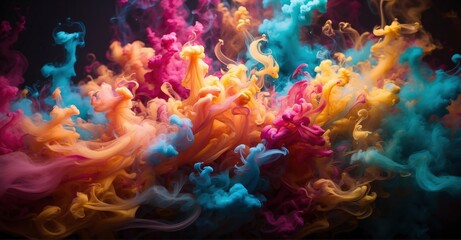  Enter a vivid and abstract world where colorful smoke leaves create a dynamic and visually stimulating background